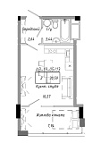 Планування 1-к квартира площею 30.59м2, AB-19-05/00013.