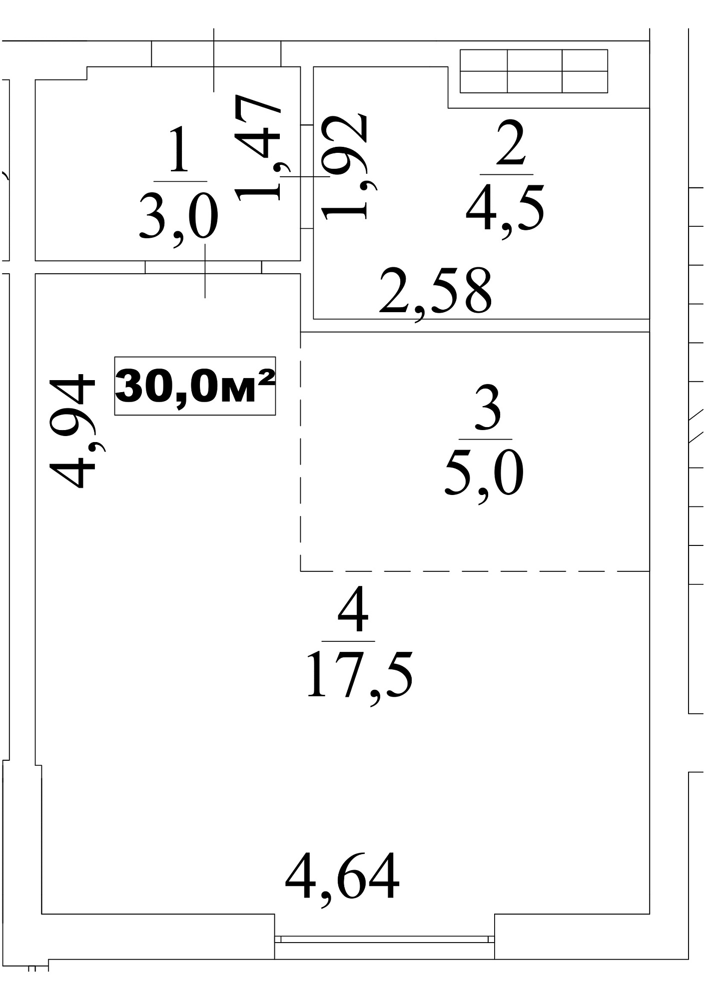 Планування Smart-квартира площею 30м2, AB-10-05/0037а.