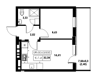 Планування 1-к квартира площею 32.39м2, 21c65ed7-1f56-11eb-ba9c-00155d42e31d.