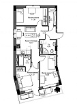 Планировка 3-к квартира площей 64.71м2, UM-004-07/0015.