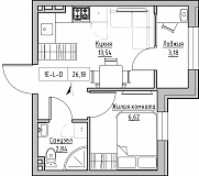 Планування 1-к квартира площею 26.18м2, KS-024-02/0015.