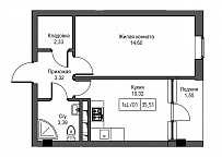 Planning 1-rm flats area 35.51m2, UM-002-03/0001.