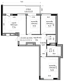 Планування 3-к квартира площею 85.14м2, LR-003-04/0012.