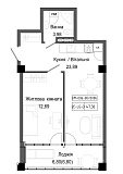 Planning 1-rm flats area 47.36m2, UM-006-00/0006.