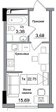 Планування Smart-квартира площею 22.75м2, AB-16-02/0012а.