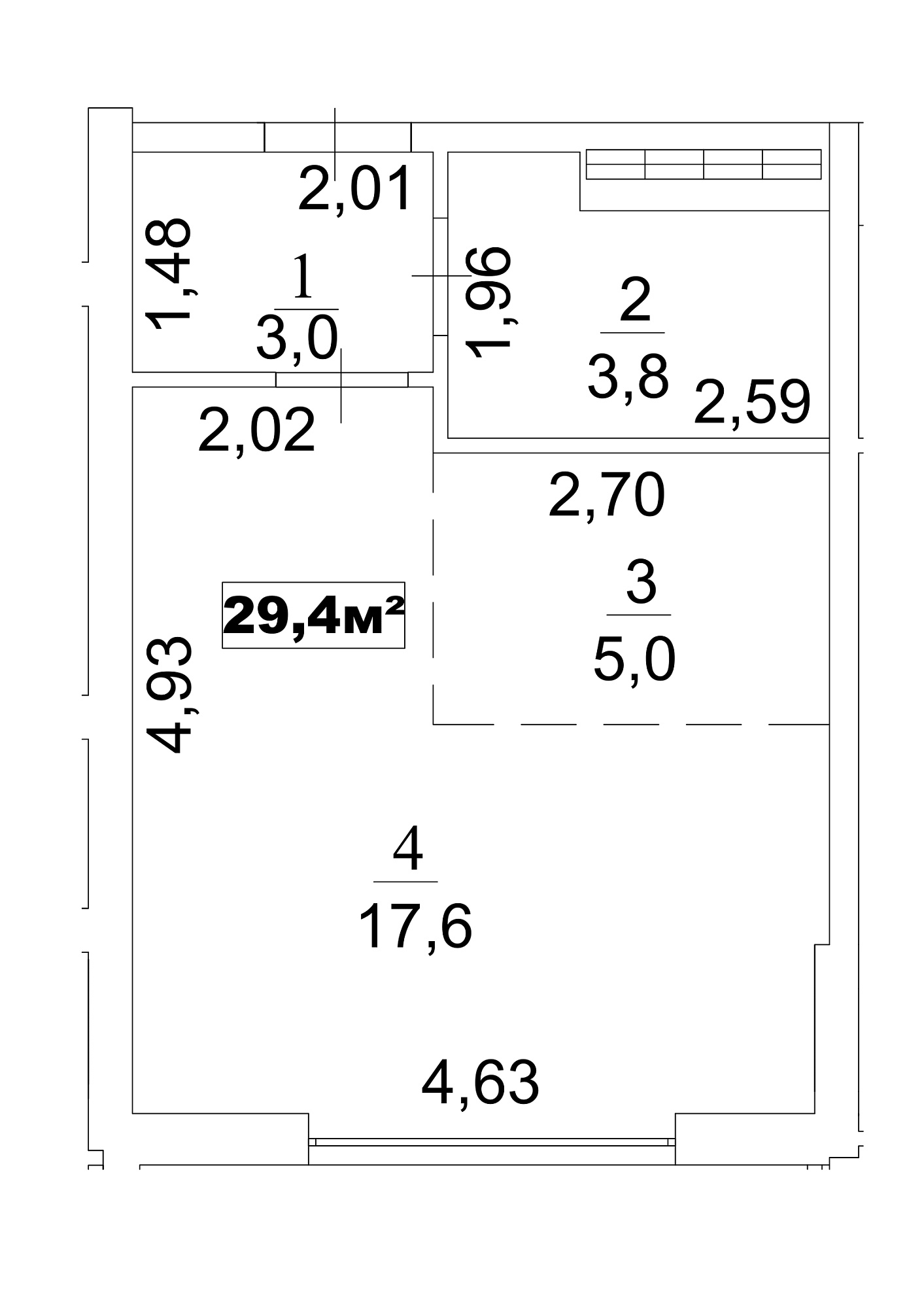 Planning Smart flats area 29.4m2, AB-13-01/00006.