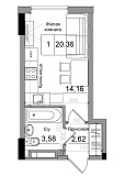 Планировка Smart-квартира площей 20.36м2, AB-04-07/0007а.