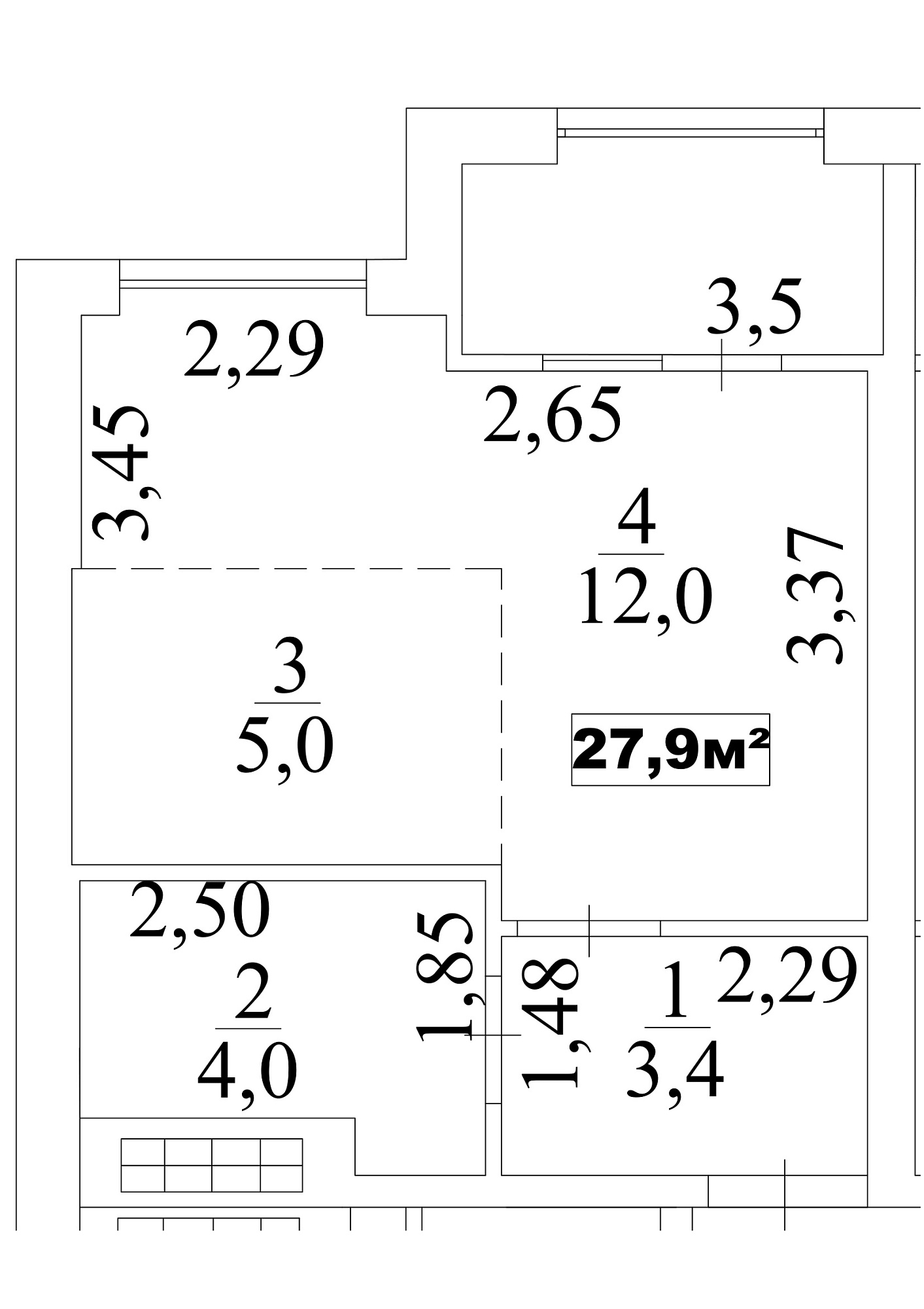 Planning Smart flats area 27.9m2, AB-10-07/0057б.