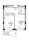 Планировка 1-к квартира площей 39.8м2, LR-002-02/0006.