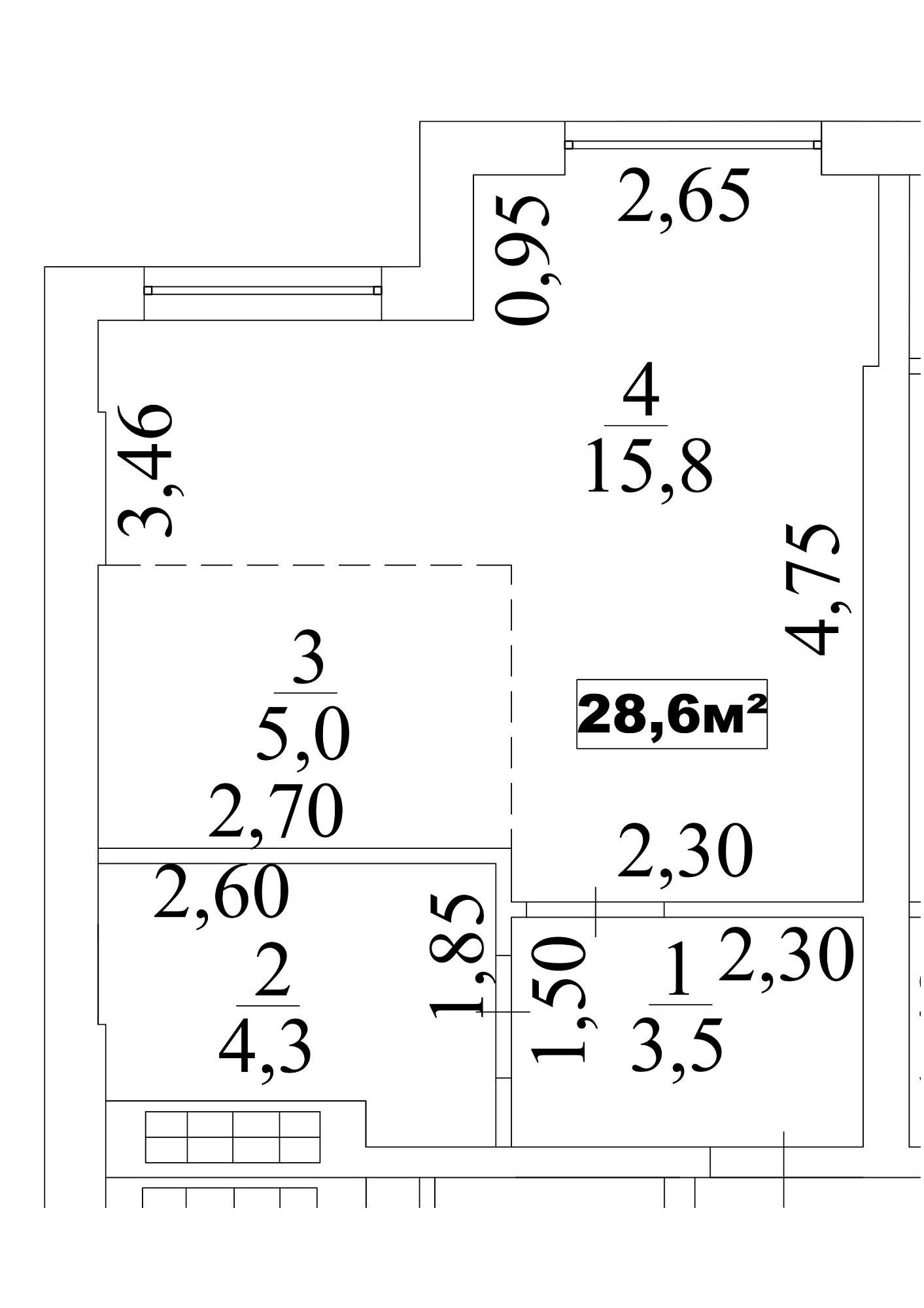Planning Smart flats area 28.6m2, AB-10-01/0003б.