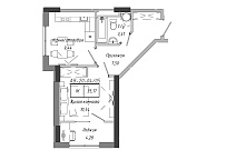 Планування 1-к квартира площею 35.17м2, AB-20-04/00005.