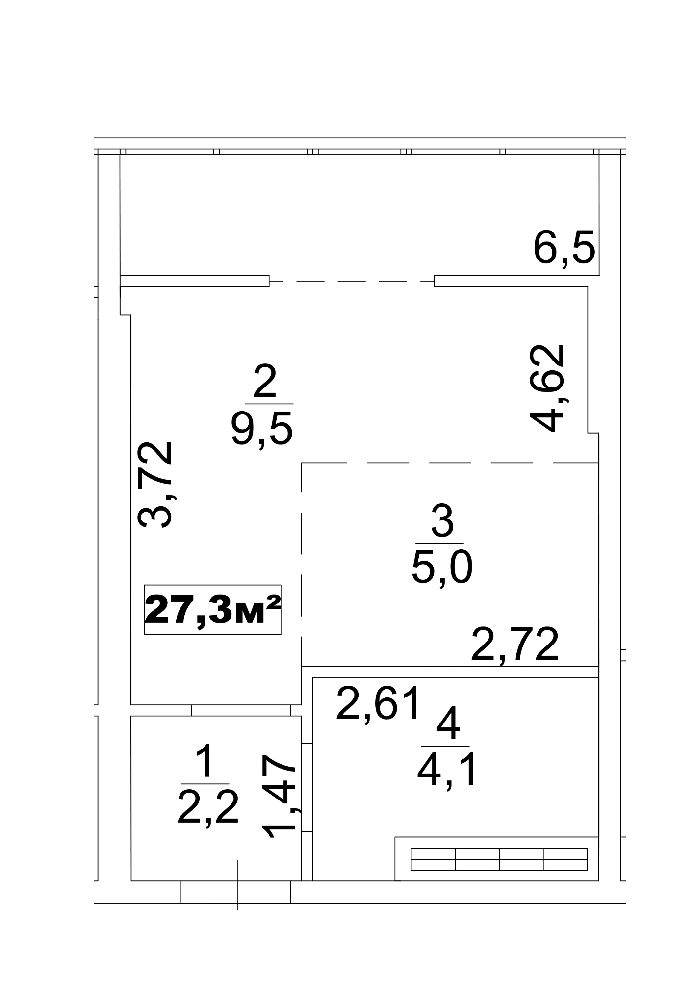 Планування Smart-квартира площею 27.3м2, AB-13-10/0081в.