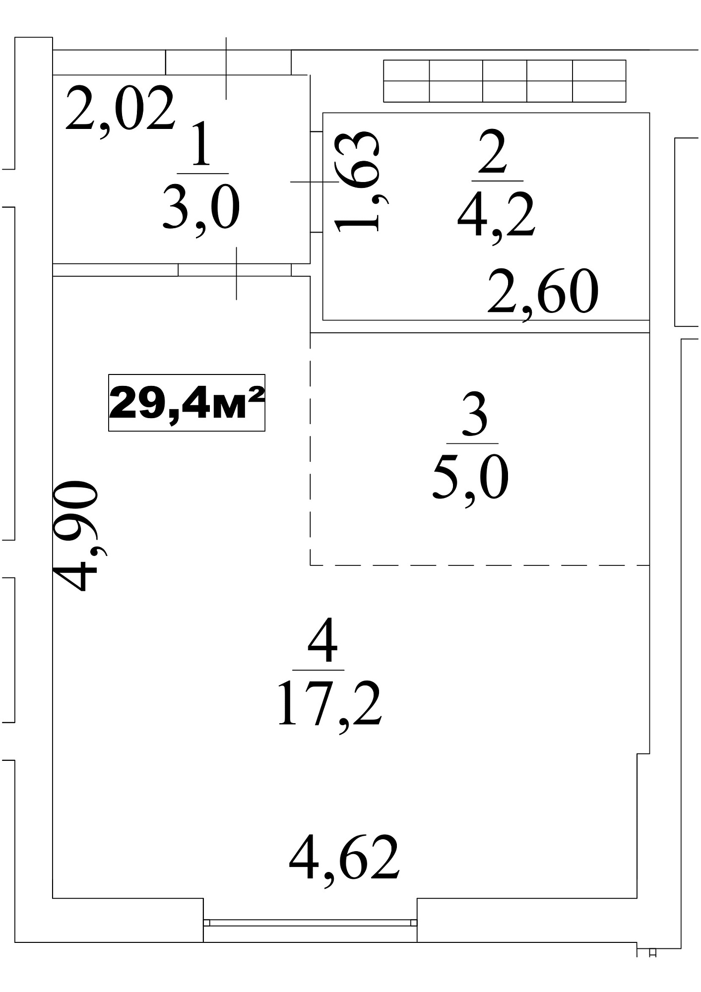 Планування Smart-квартира площею 29.4м2, AB-10-08/00072.