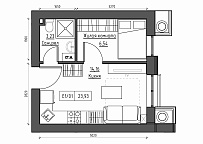 Planning 1-rm flats area 23.93m2, KS-011-02/0004.