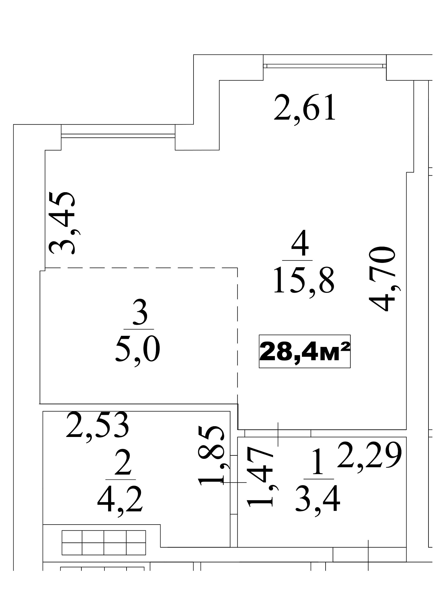 Планування Smart-квартира площею 28.4м2, AB-10-05/0039б.