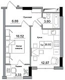 Planning 1-rm flats area 36.6m2, AB-16-06/00012.