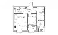 Планировка 2-к квартира площей 45.39м2, KS-015-02/0008.