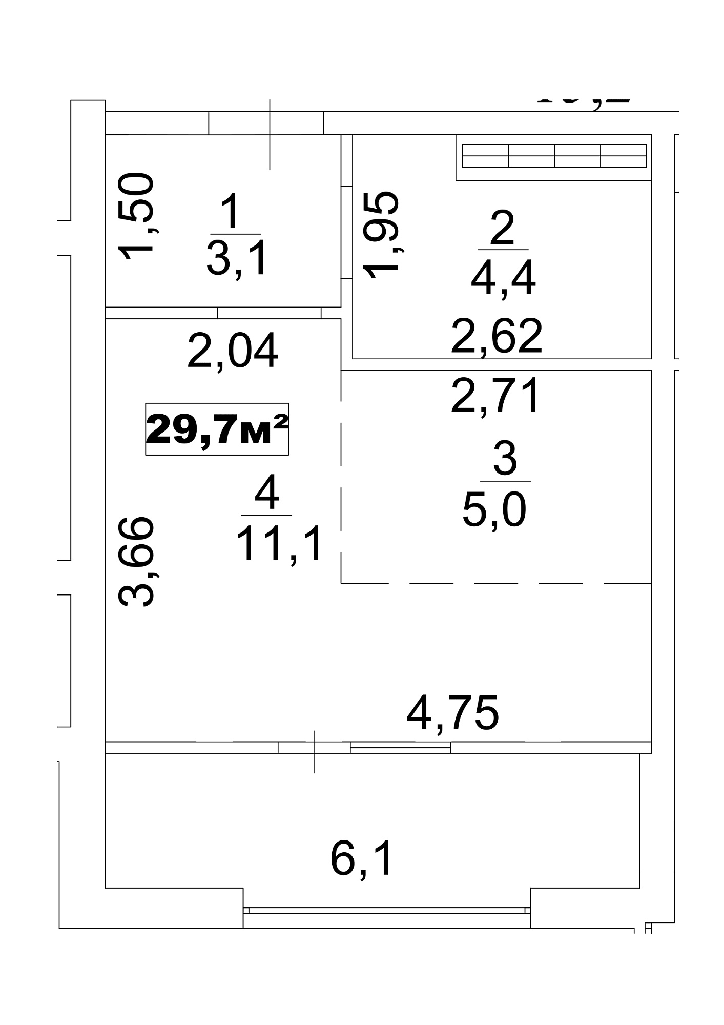 Planning Smart flats area 29.7m2, AB-13-07/00060.