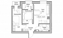 Планировка 2-к квартира площей 45.49м2, KS-021-03/0006.