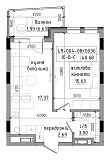 Планировка 1-к квартира площей 40.68м2, LR-004-08/0036.