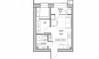Planning 1-rm flats area 29.53m2, KS-014-01/0006.