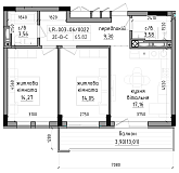 Планировка 2-к квартира площей 65.82м2, LR-003-06/0022.