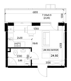 Планування Smart-квартира площею 24.5м2, UM-002-04/0028.