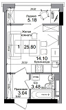 Planning Smart flats area 25.8m2, AB-04-08/00008.