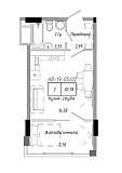 Планування 1-к квартира площею 30.78м2, AB-19-05/00002.