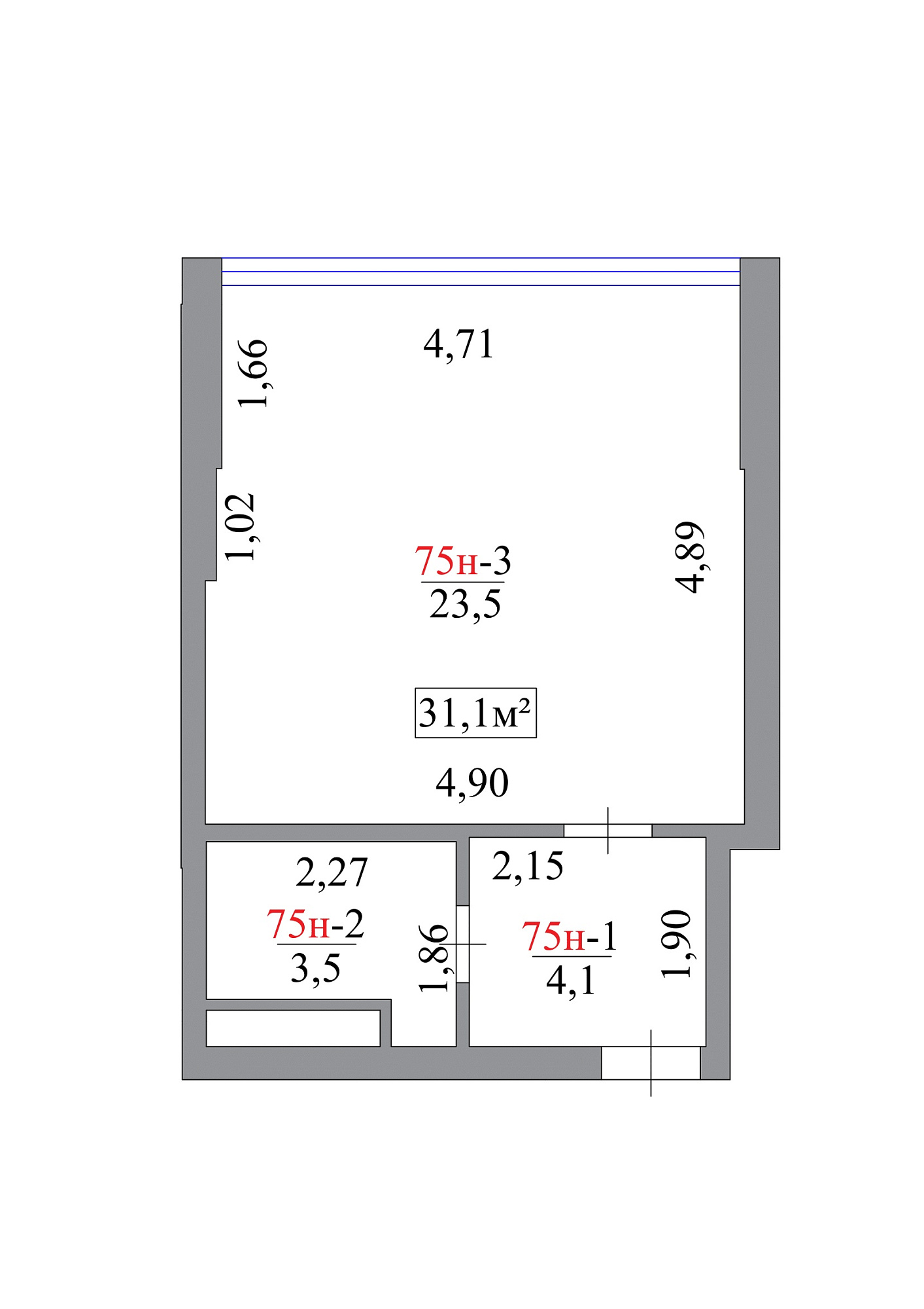 Planning Smart flats area 31.1m2, AB-07-08/00068.