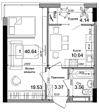 Planning 1-rm flats area 40.64m2, AB-04-11/00006.