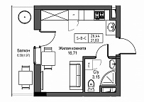 Planning Smart flats area 21.83m2, UM-001-05/0016.