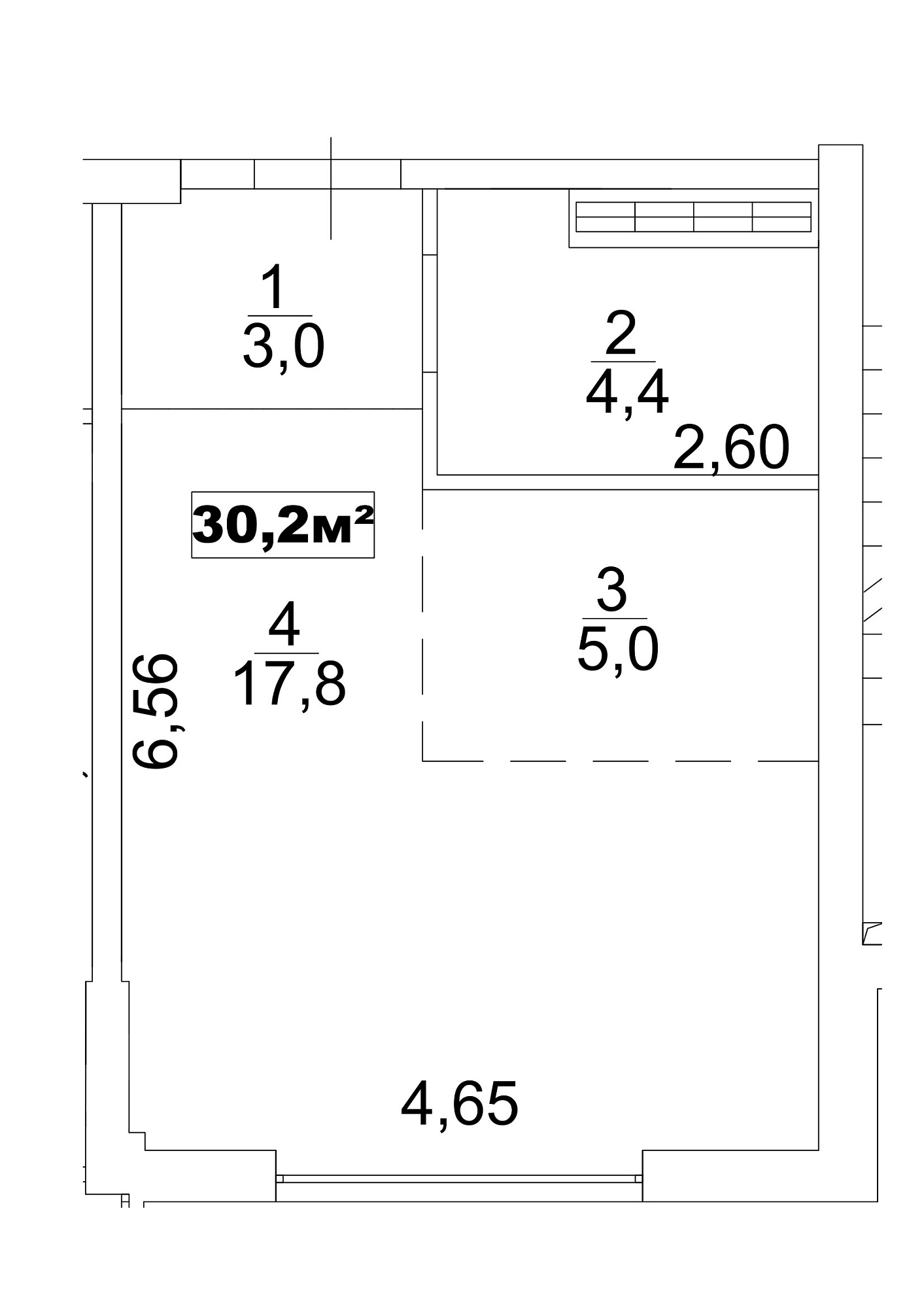 Планировка Smart-квартира площей 30.2м2, AB-13-08/0061а.