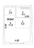 Планування Smart-квартира площею 30.2м2, AB-13-08/0061а.