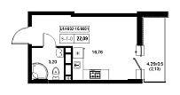 Планування Smart-квартира площею 22.09м2, d398575b-ea1c-11ef-bacf-00155d42e31d.