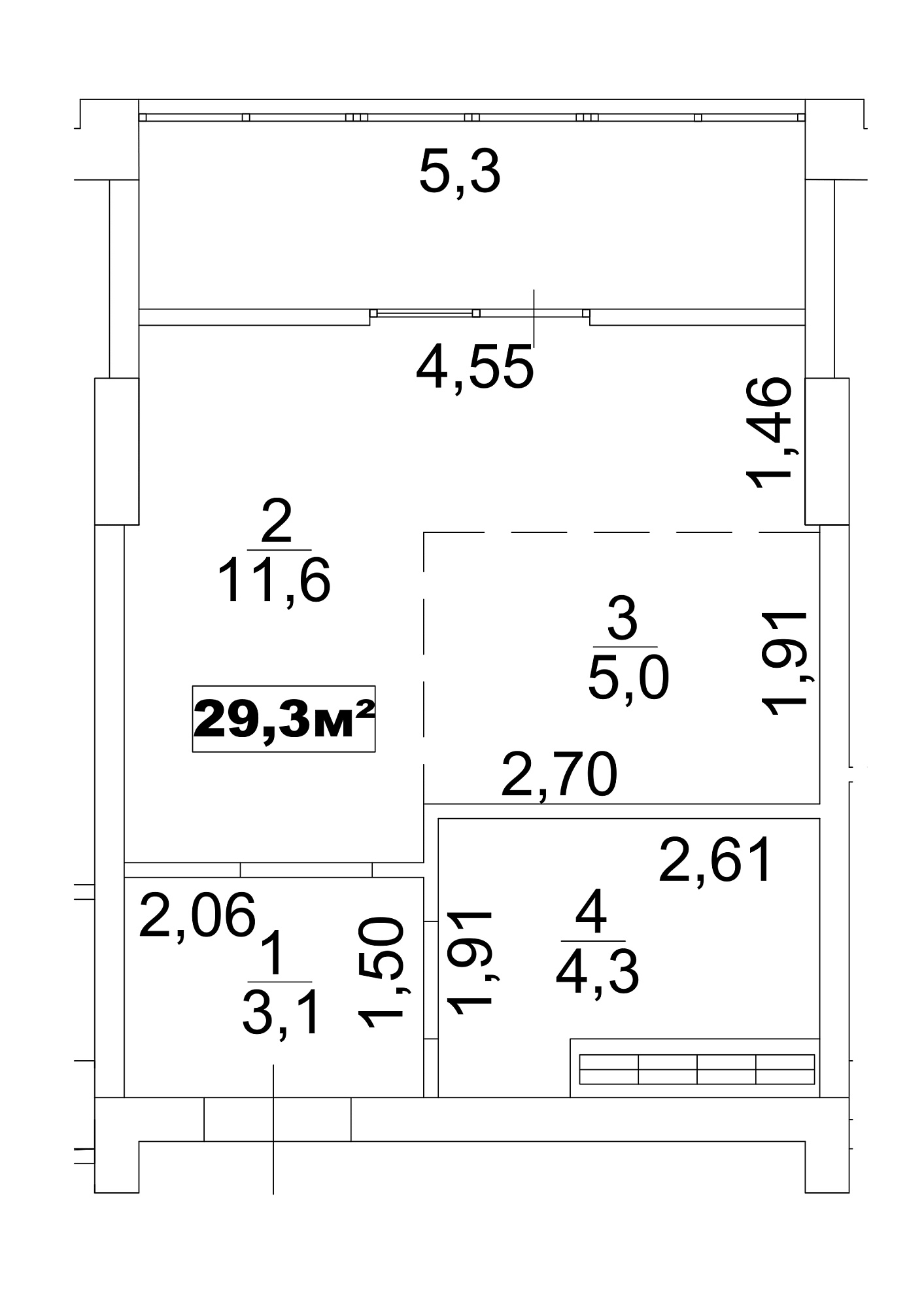 Планування Smart-квартира площею 29.3м2, AB-13-08/00065.