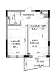 Планировка 1-к квартира площей 39.71м2, LR-002-02/0007.