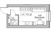 Планування Smart-квартира площею 17.02м2, KS-016-01/0014.