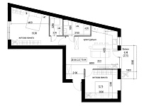 Планування 2-к квартира площею 69.07м2, LR-004-02/0001.