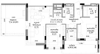 Планировка 2-к квартира площей 73.94м2, LR-005-05/0028.
