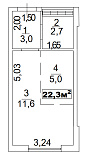 Planning Smart flats area 22.3m2, AB-02-02/00003.