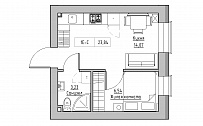 Планировка 1-к квартира площей 23.84м2, KS-022-02/0011.