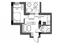 Планування 1-к квартира площею 29.95м2, UM-003-07/0077.
