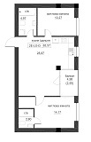 Планування 2-к квартира площею 63.57м2, LR-005-06/0006.