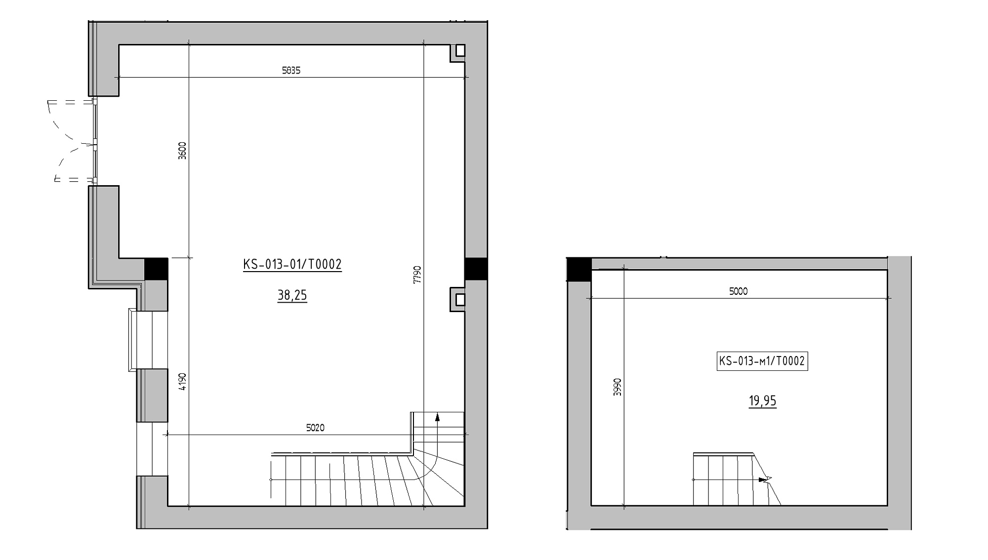 Planning Commercial premises area 58.2m2, KS-013-01/Т002.