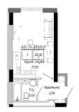 Планування Smart-квартира площею 25.32м2, AB-19-08/0004б.