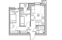 Планування 2-к квартира площею 40.79м2, KS-010-01/0005.