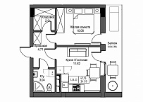 Планування 1-к квартира площею 34.99м2, UM-001-04/0024.