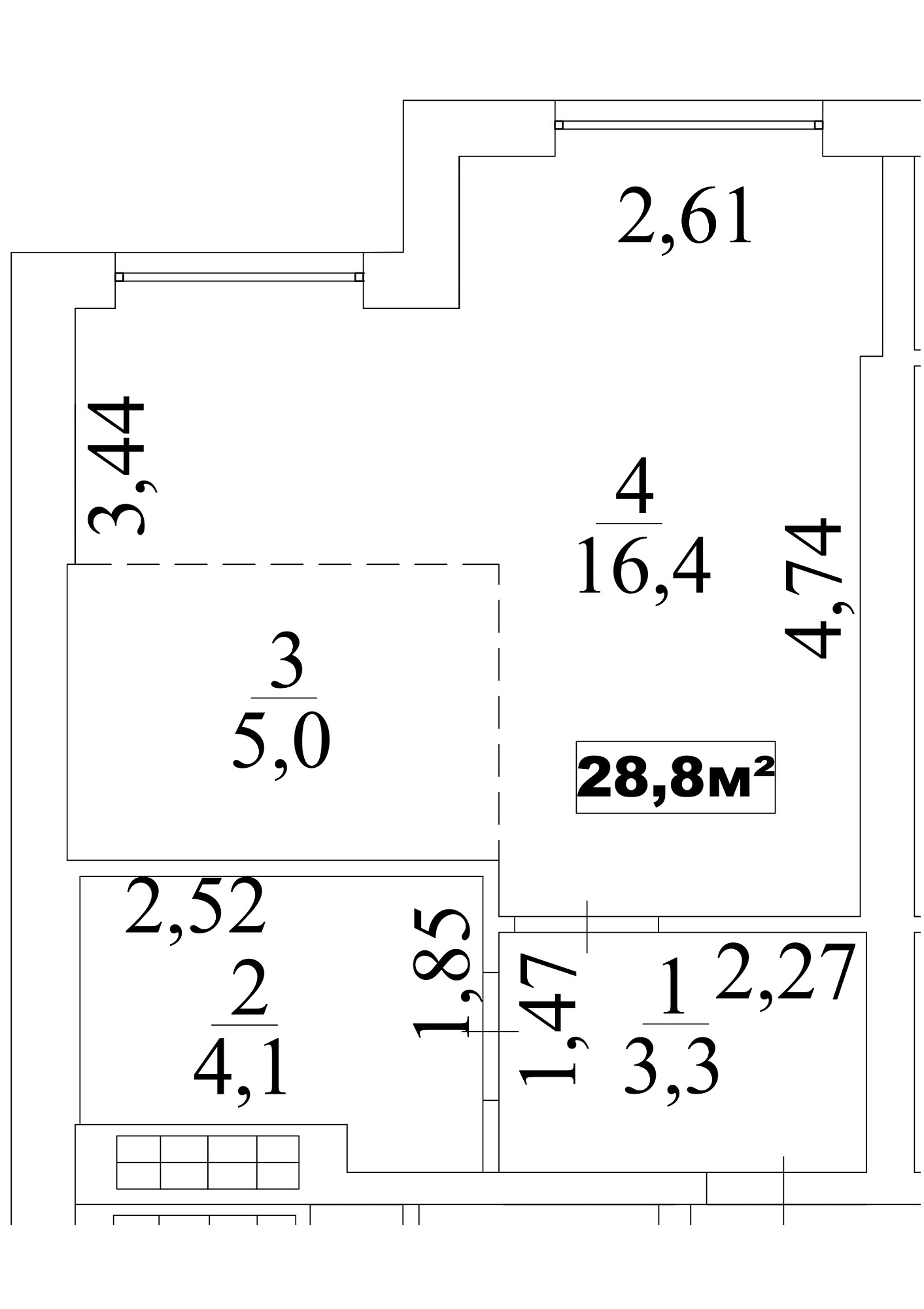 Planning Smart flats area 28.8m2, AB-10-03/0021б.