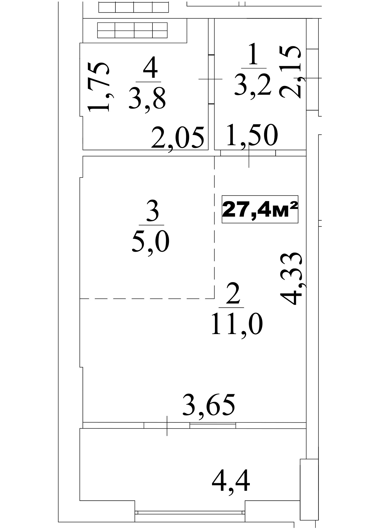 Планування Smart-квартира площею 27.4м2, AB-10-08/0066а.
